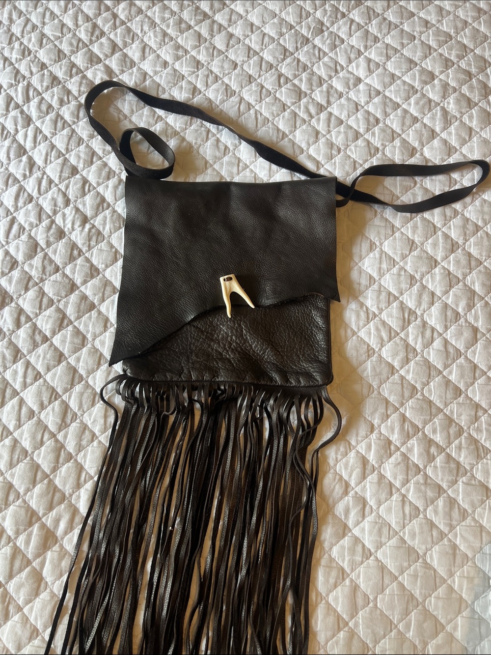 Brown Leather Fringe Crossbody Bag